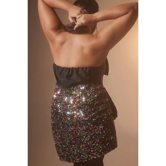 Anthropologie- Sequined Bow-Tie Mini Dress size 18w - Picture 3 of 11